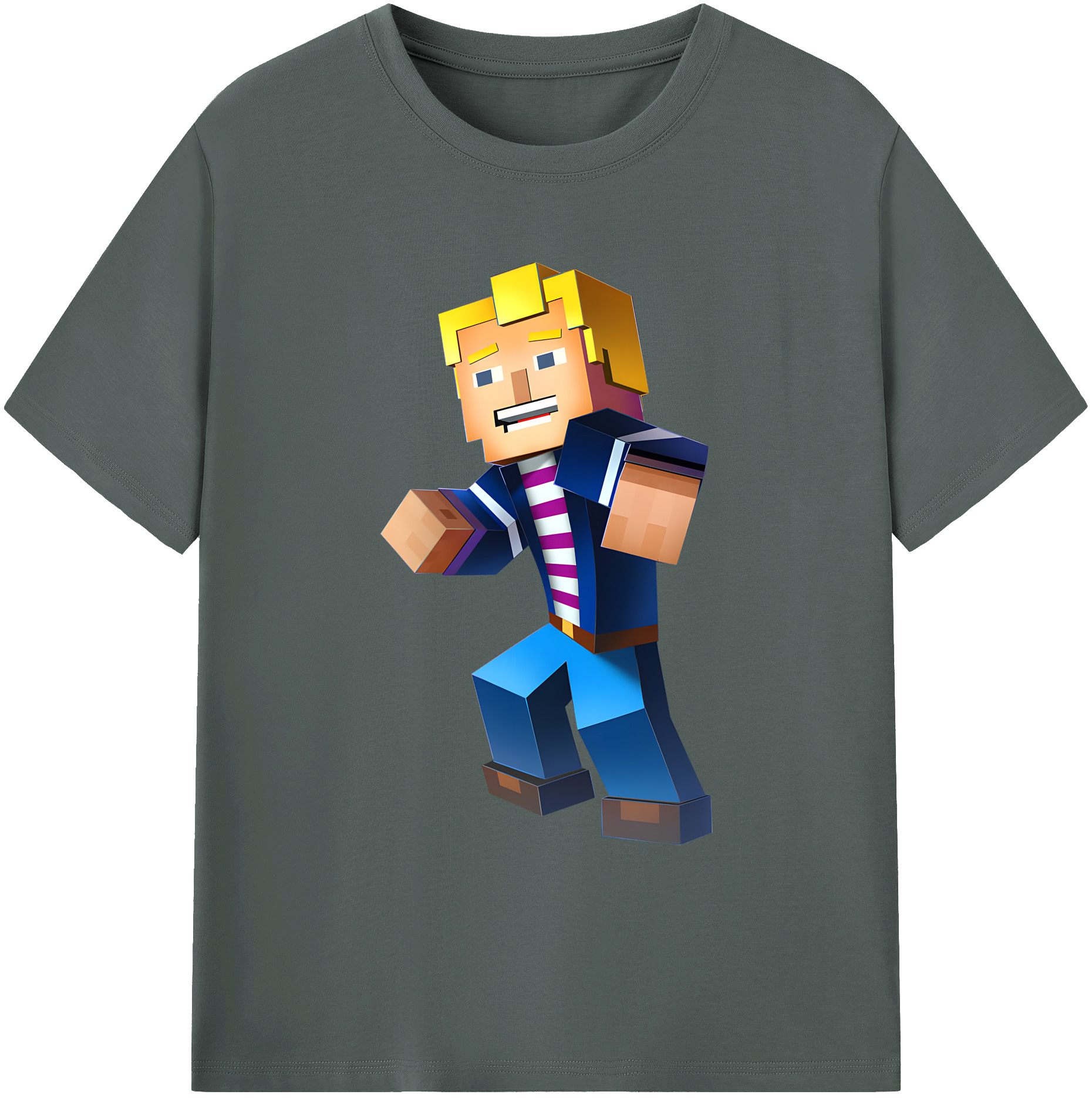（画像用） マインクラフト ブロックの世界 Minecraft MC Block world 綿100％ メンズ半袖Tシャツ｜肌触りやわらか＆通気性